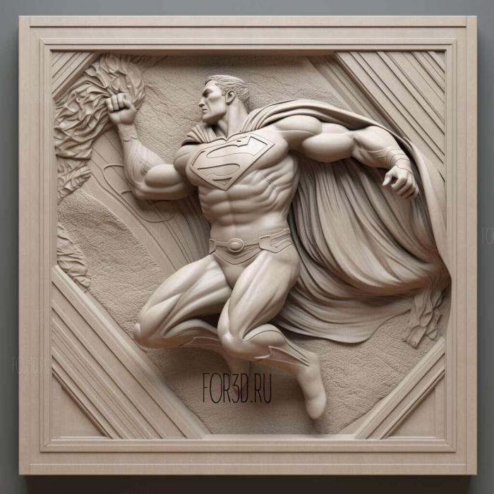 Superman scuare platform 3 stl model for CNC