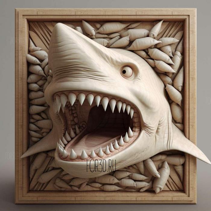 Great White shark Jaws 3 stl model for CNC