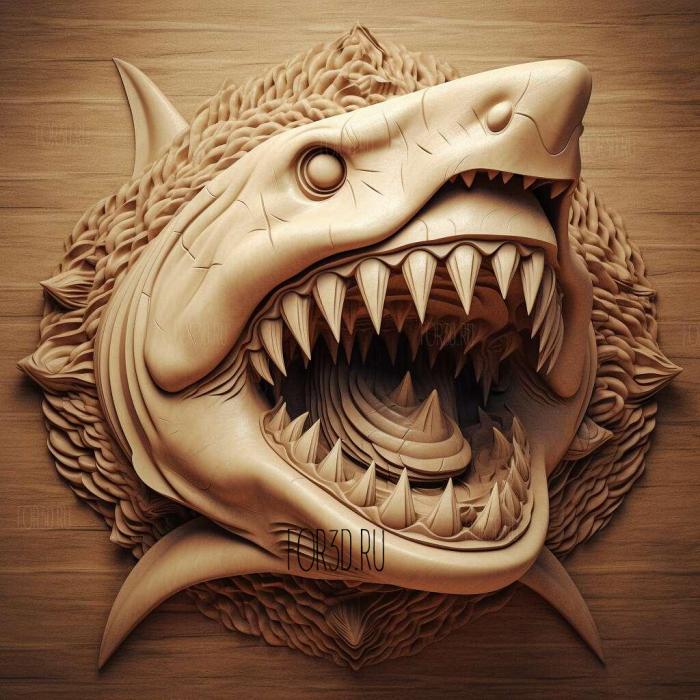 Great White shark Jaws 4 stl model for CNC