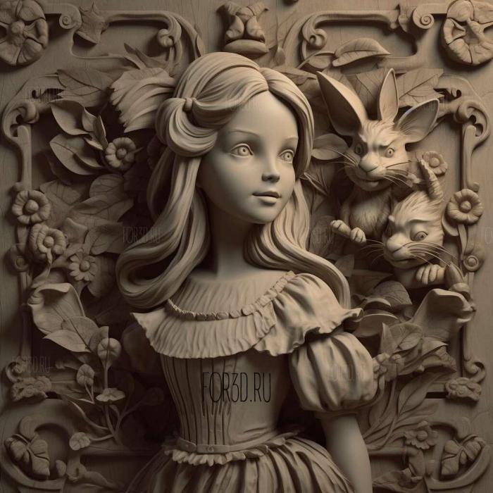 st Alice from Alice in Wonderland 1 stl model for CNC