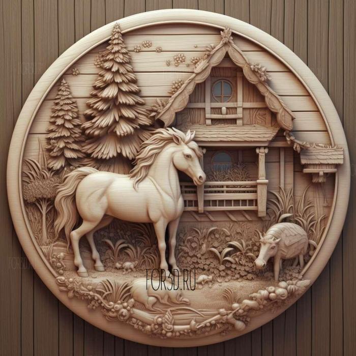 Unicorn House in the garden cartoon 3 stl model for CNC