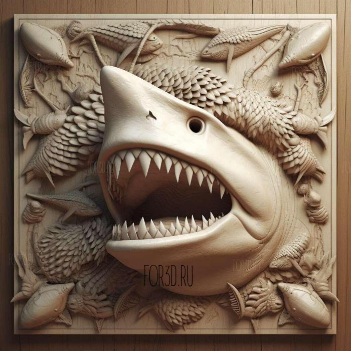 st Great White shark Jaws 4 stl model for CNC