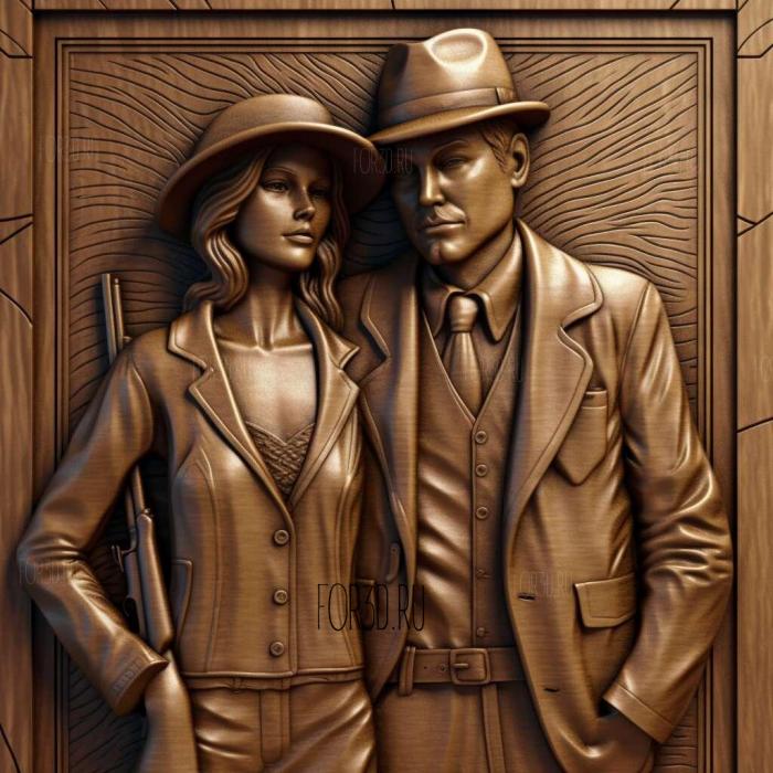Bonnie and Clyde 3 stl model for CNC