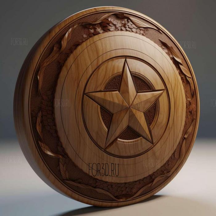 Captain America round shield and logo 4 stl model for CNC