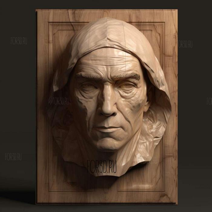 Eminem portrait head 3 stl model for CNC