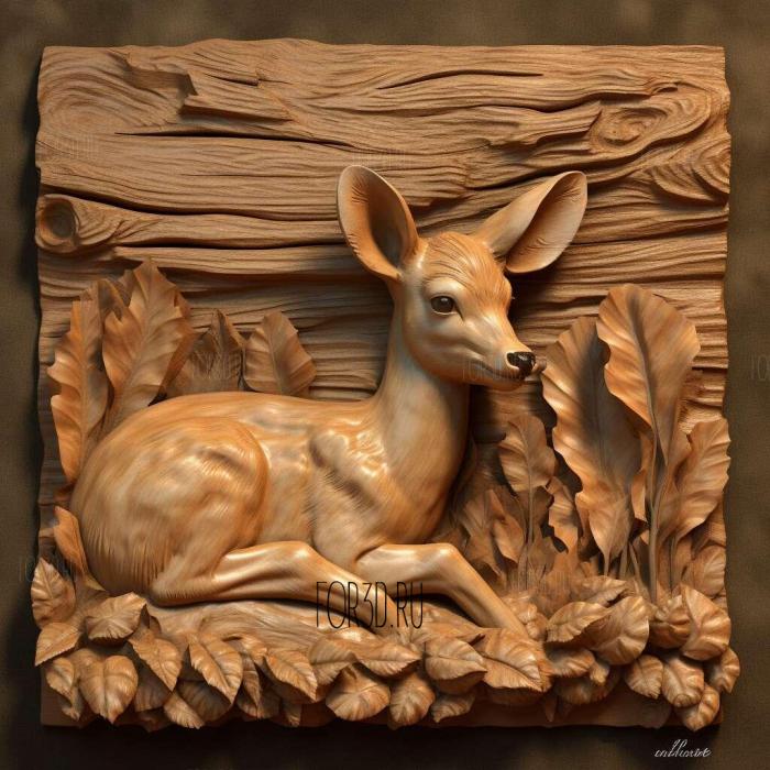 Baby deer from Bambi 2 stl model for CNC