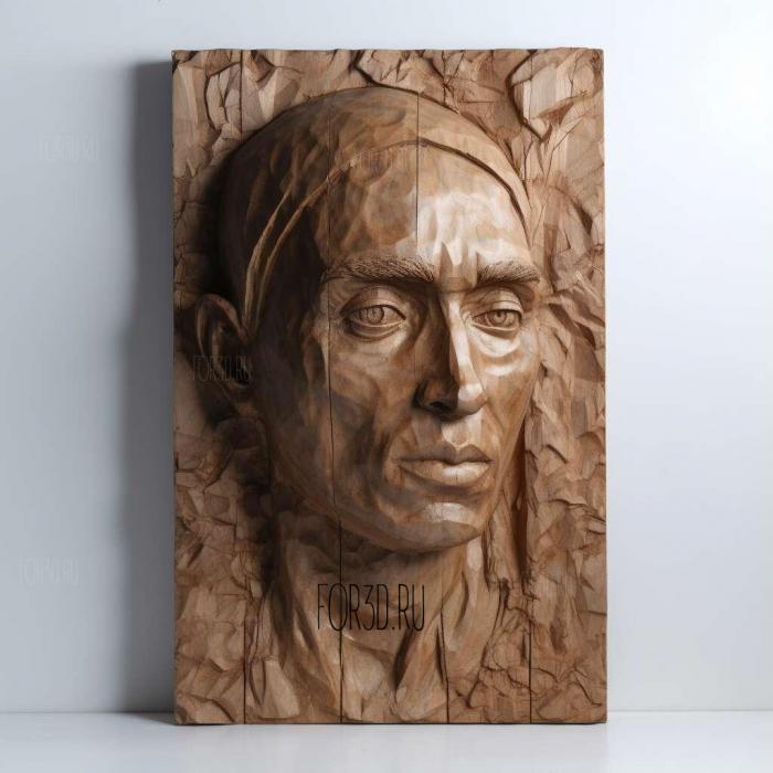 Eminem portrait head 1 stl model for CNC