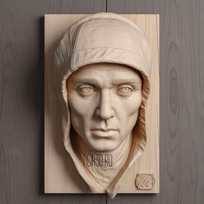 Eminem portrait head 2 stl model for CNC