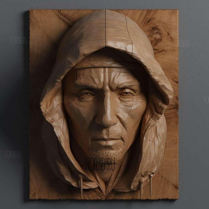 Eminem portrait head 4 stl model for CNC