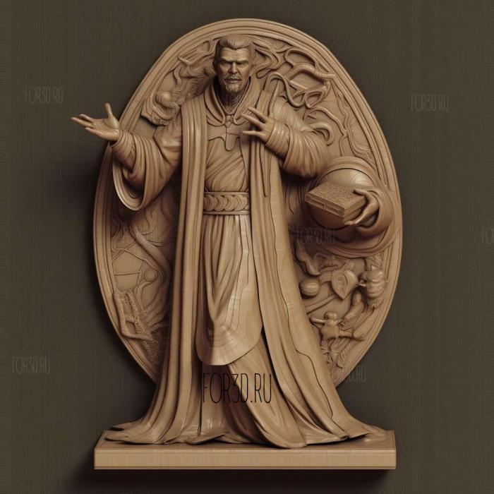 st Dr Strange in raincoat 4 stl model for CNC