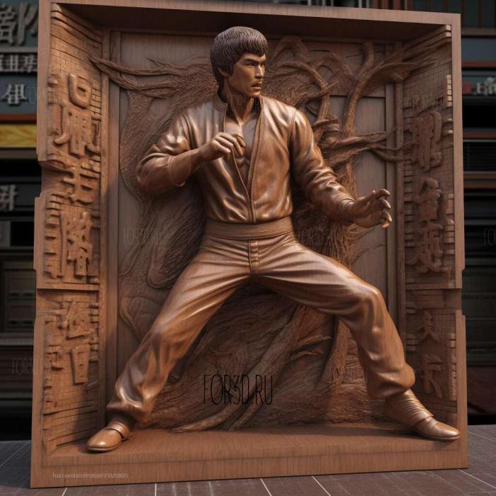 Bruce Lee statue Tsim Sha Tsui Hong Kong 1 stl model for CNC