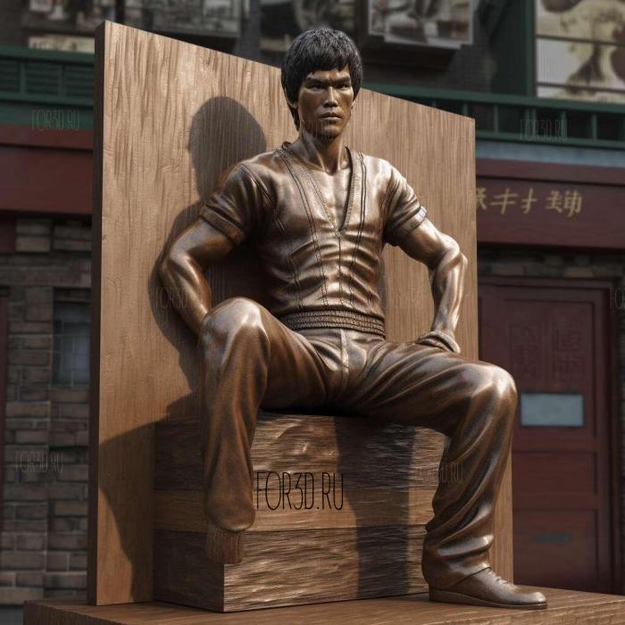 Bruce Lee statue Tsim Sha Tsui Hong Kong 2 stl model for CNC