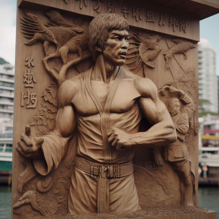 Bruce Lee statue Tsim Sha Tsui Hong Kong 3 stl model for CNC