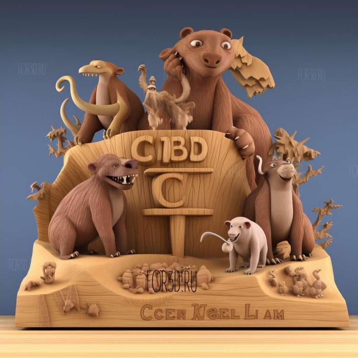 Ice Age 4 Continental Drift cartoon 3 stl model for CNC