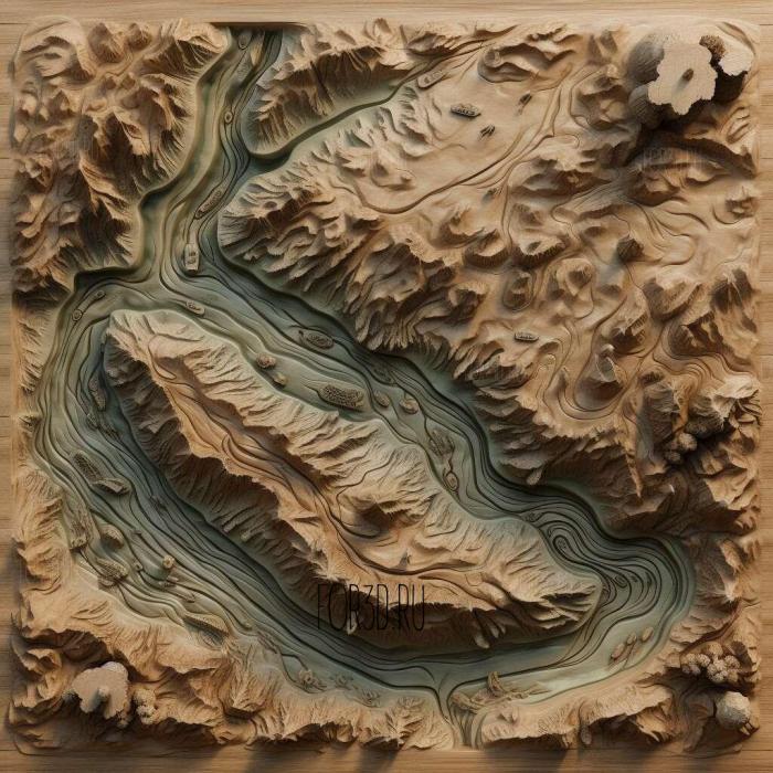 Kunham Border Island 1 stl model for CNC