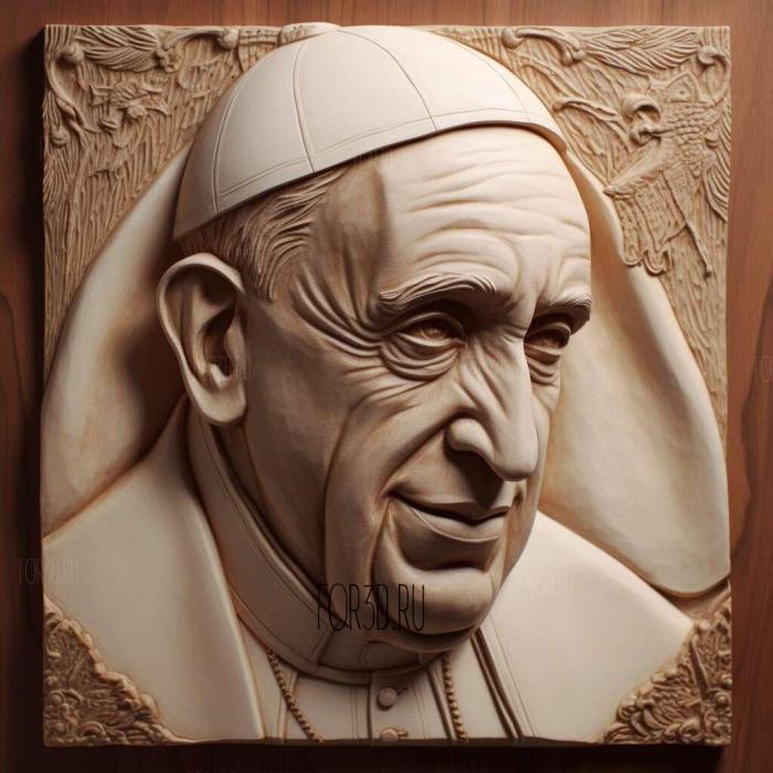 3D портрет Папы Франциска 3 3d stl модель для ЧПУ