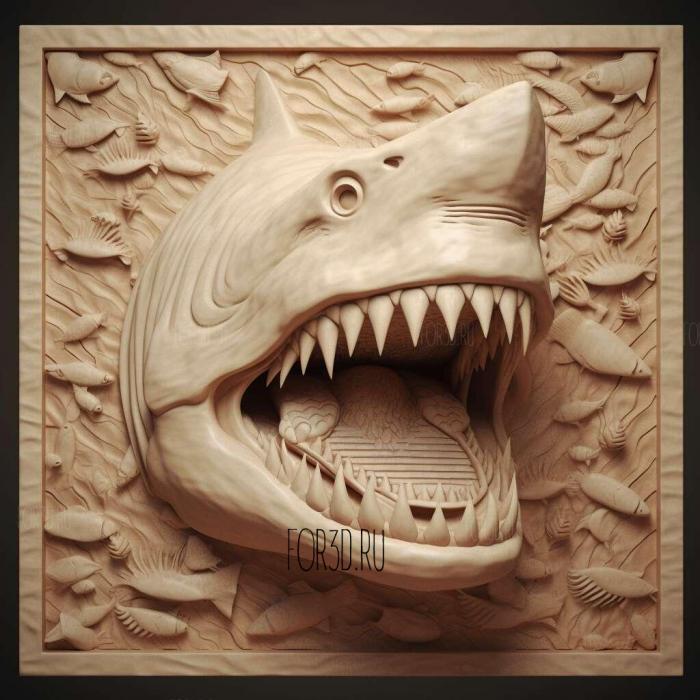 st Great White shark Jaws 2 stl model for CNC