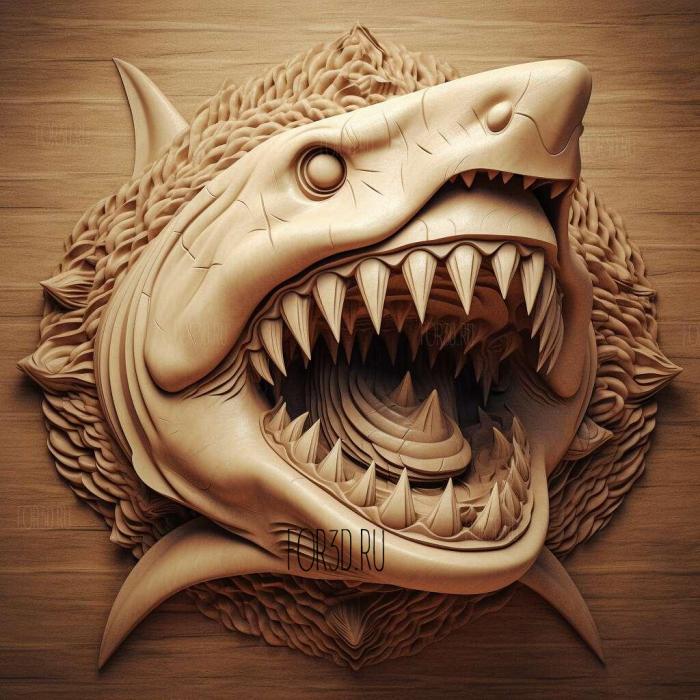 st Great White shark Jaws 4 stl model for CNC