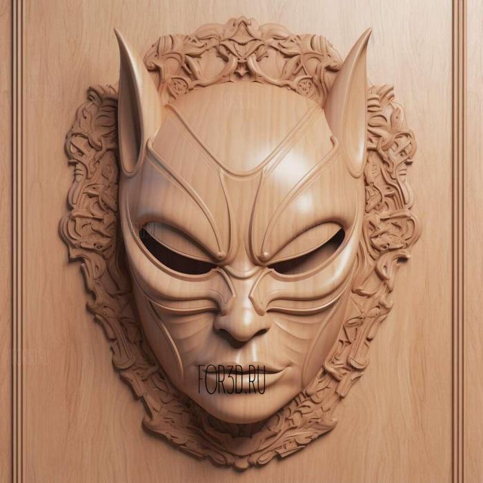 Catwoman in mask 1 stl model for CNC