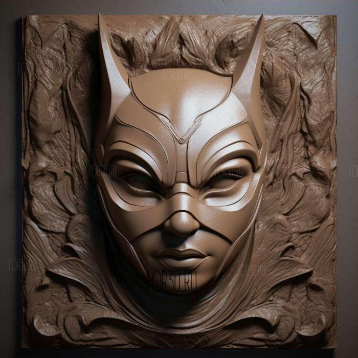 Catwoman in mask 2 stl model for CNC