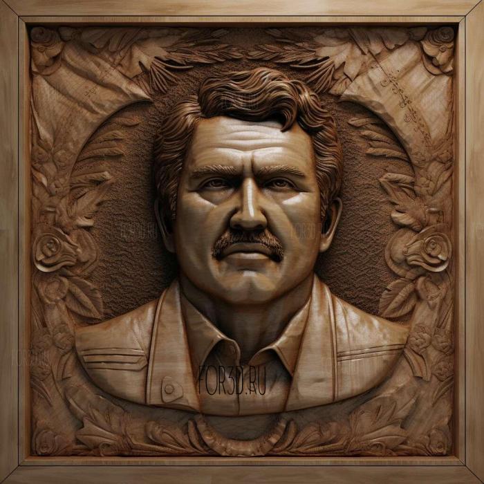 Pablo Escobar 3D portrait 4 stl model for CNC