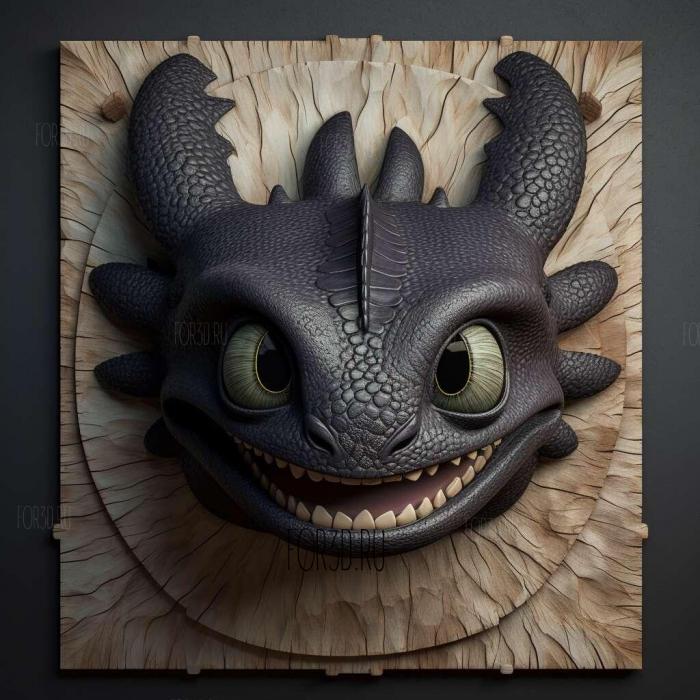 Toothless from How to train a dragon 3 stl model for CNC