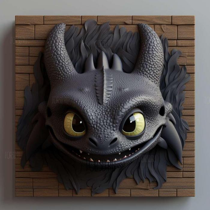 Toothless from How to train a dragon 4 stl model for CNC