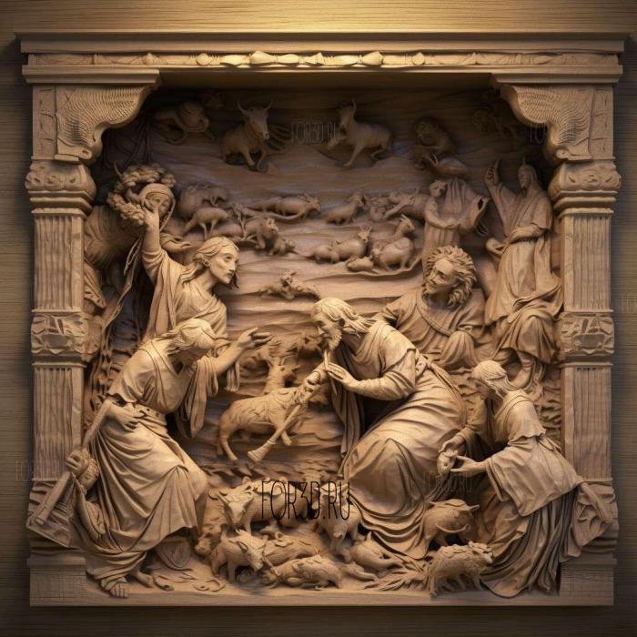stl The Birth of John the Baptist 3 stl model for CNC