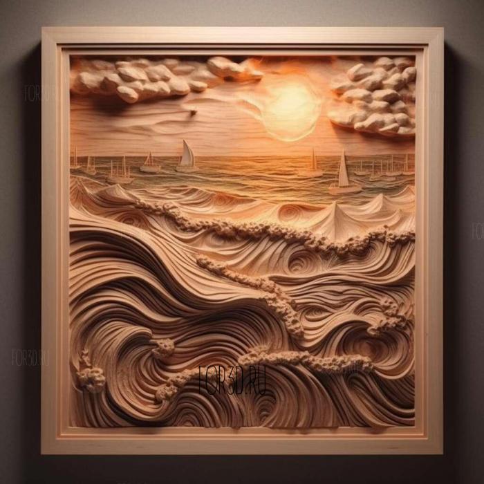 stl Sunset Beach series 2 stl model for CNC