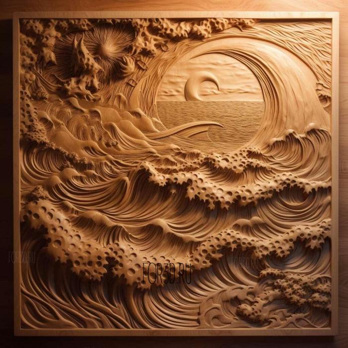 stl Sunset Beach series 3 stl model for CNC