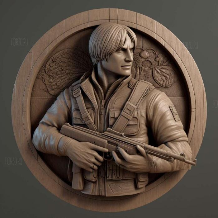 Leon Kennedy from Resident Evil 1 stl model for CNC