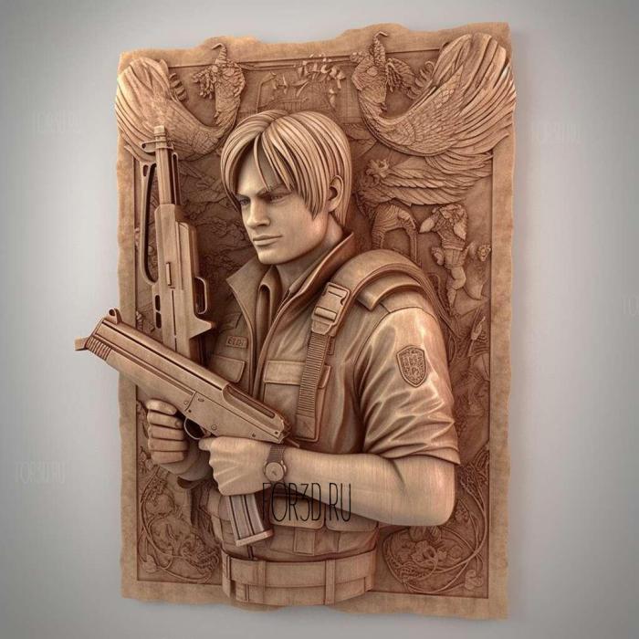 Leon Kennedy from Resident Evil 3 stl model for CNC