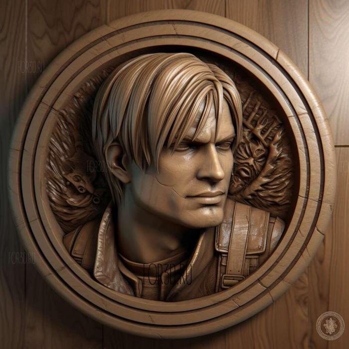 Leon Kennedy from Resident Evil 4 stl model for CNC