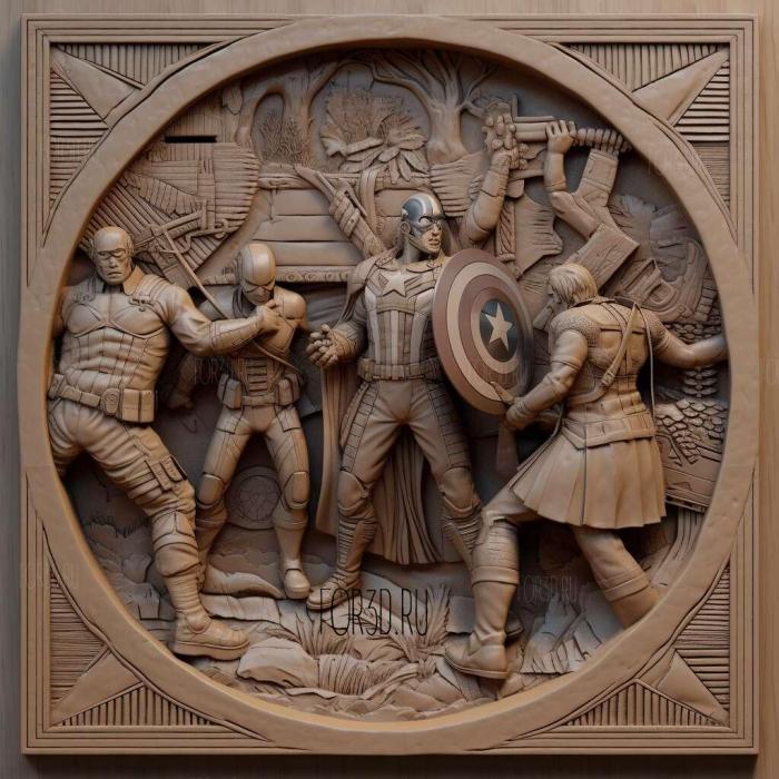 Captain America and the Avengers 3 stl model for CNC