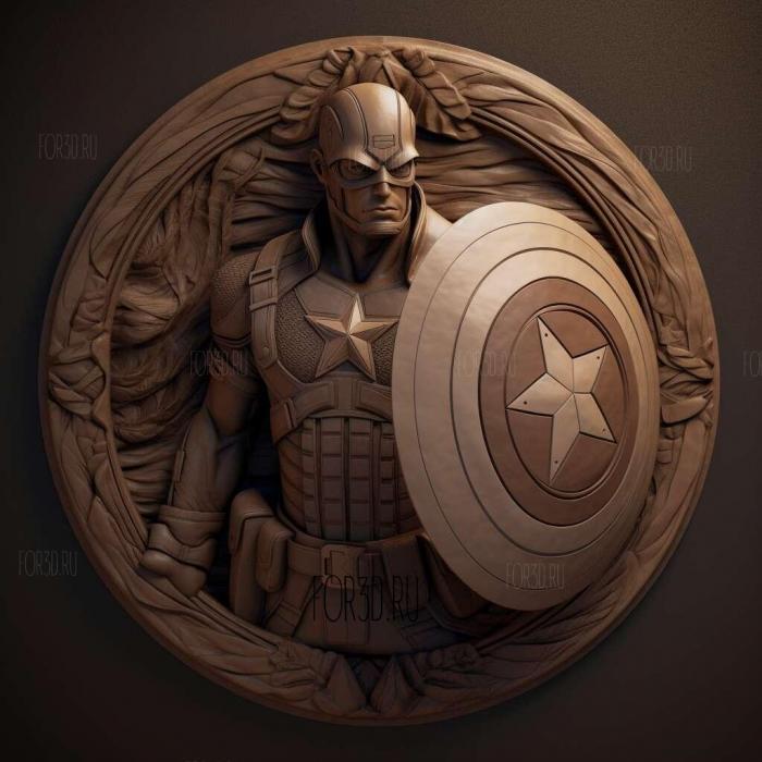 Captain America with shield 1 3d stl модель для ЧПУ