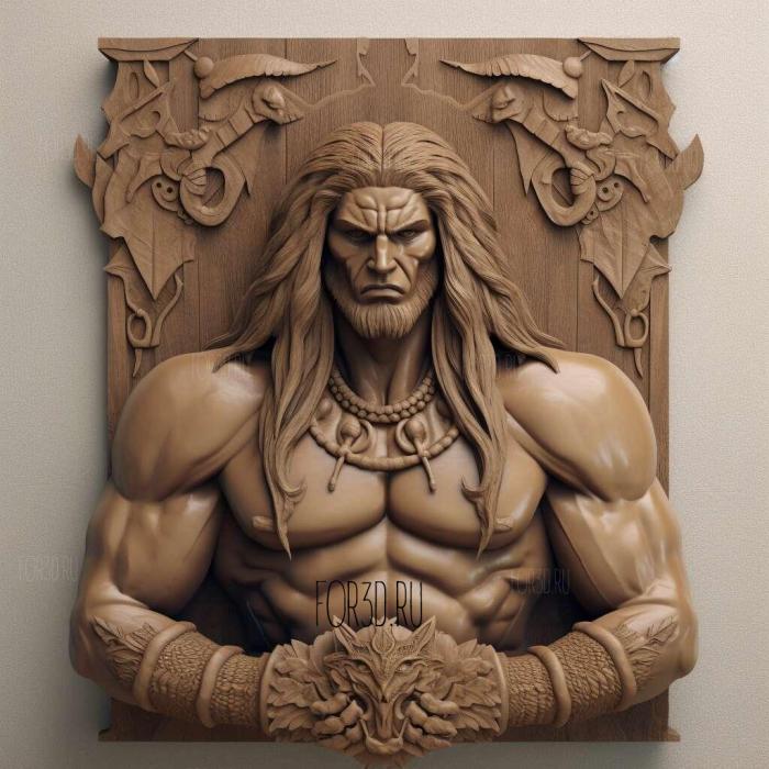 Conan the Barbarian with long hair 1 stl model for CNC