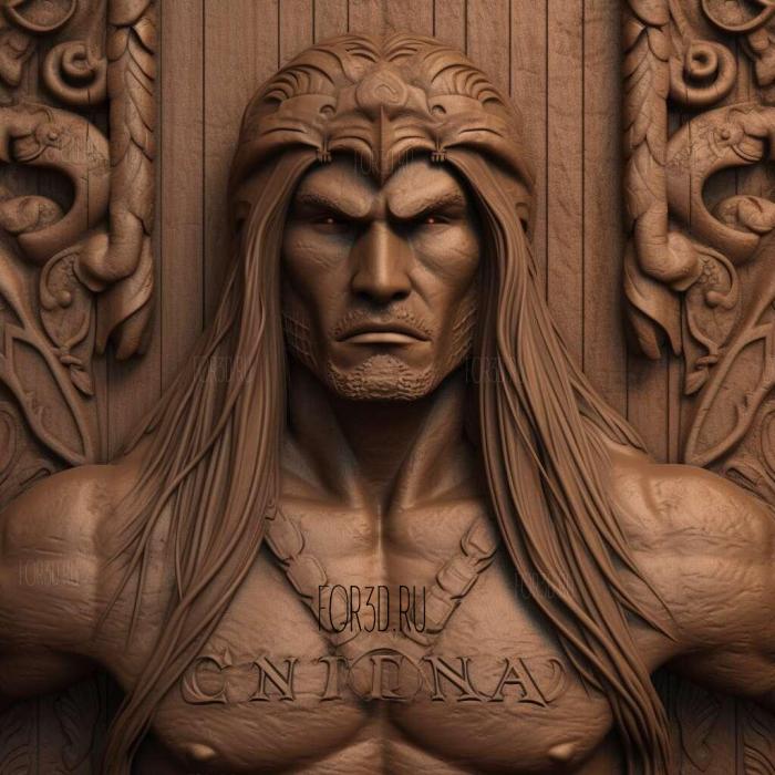 Conan the Barbarian with long hair 2 stl model for CNC