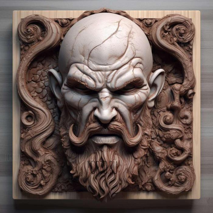 Kratos from God of War 3 stl model for CNC