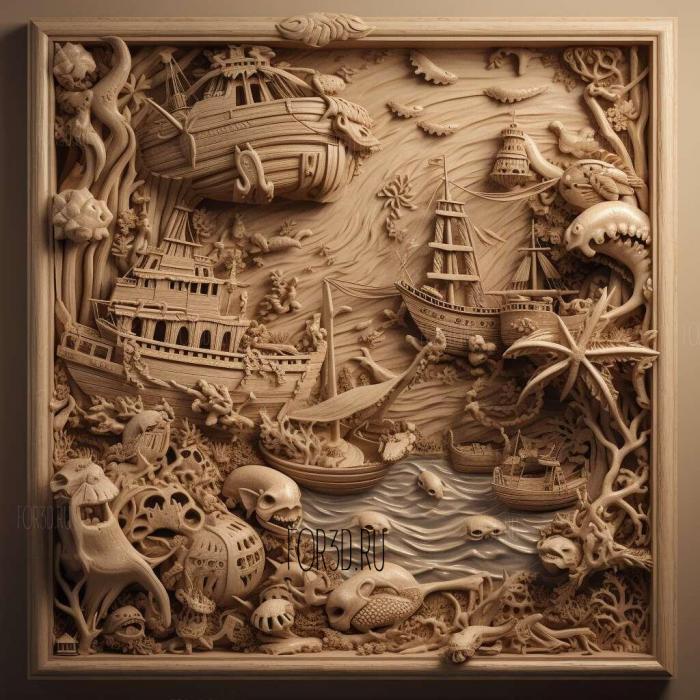 st Monsters on Vacation 3 The Sea is calling 4 stl model for CNC