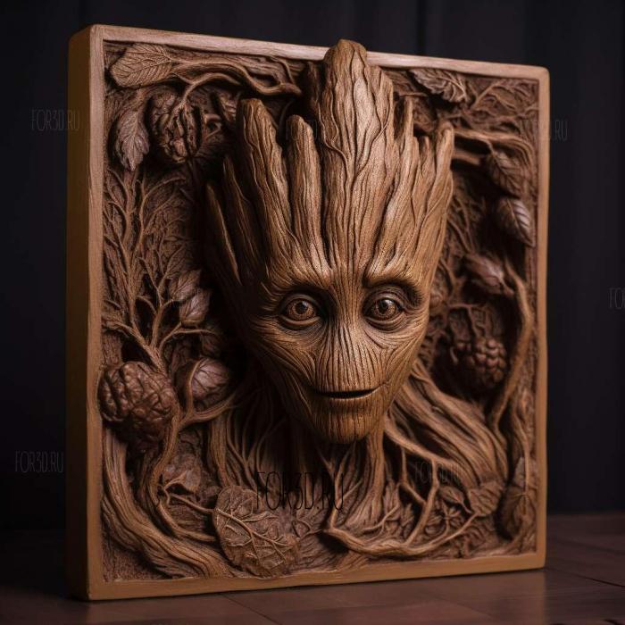 I Am Groot series 3 stl model for CNC