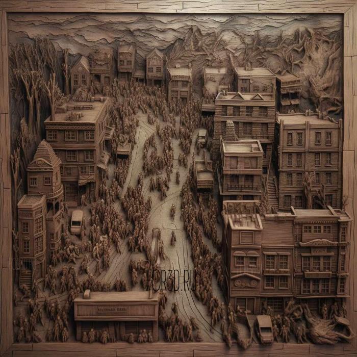 The Walking Zombie Dead City 3 stl model for CNC