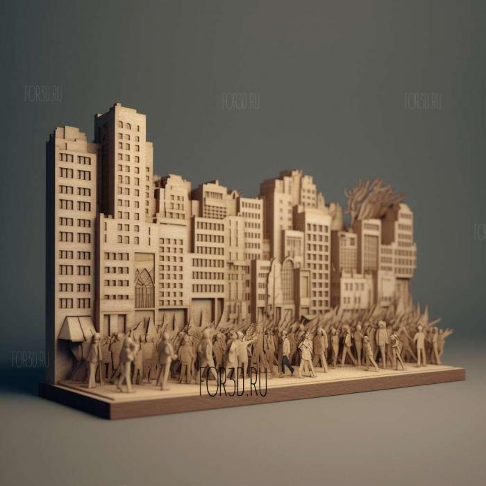 The Walking Zombie Dead City 4 stl model for CNC