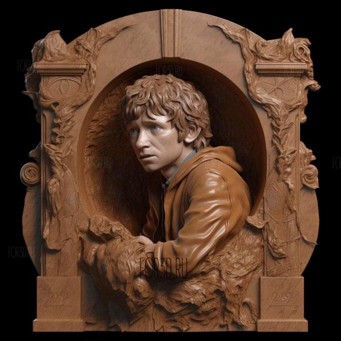 Frodo Baggins long plinth 1 stl model for CNC