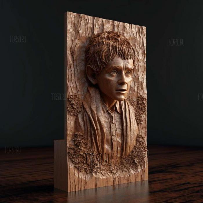 Frodo Baggins long plinth 3 stl model for CNC