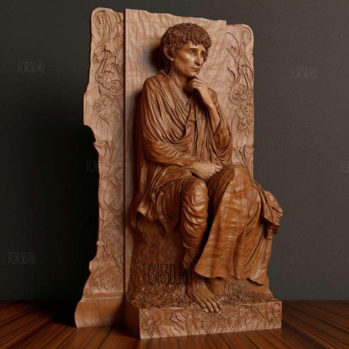 Frodo Baggins long plinth 4 stl model for CNC