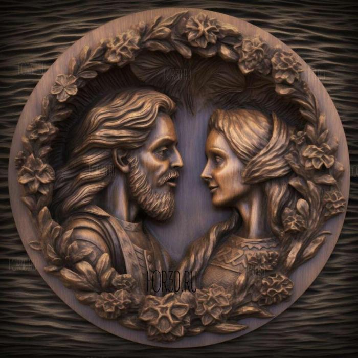 Adam and Eve Christian 4 stl model for CNC