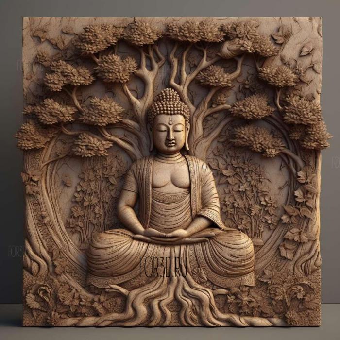 Bodhi Tree Buddhist 2 stl model for CNC