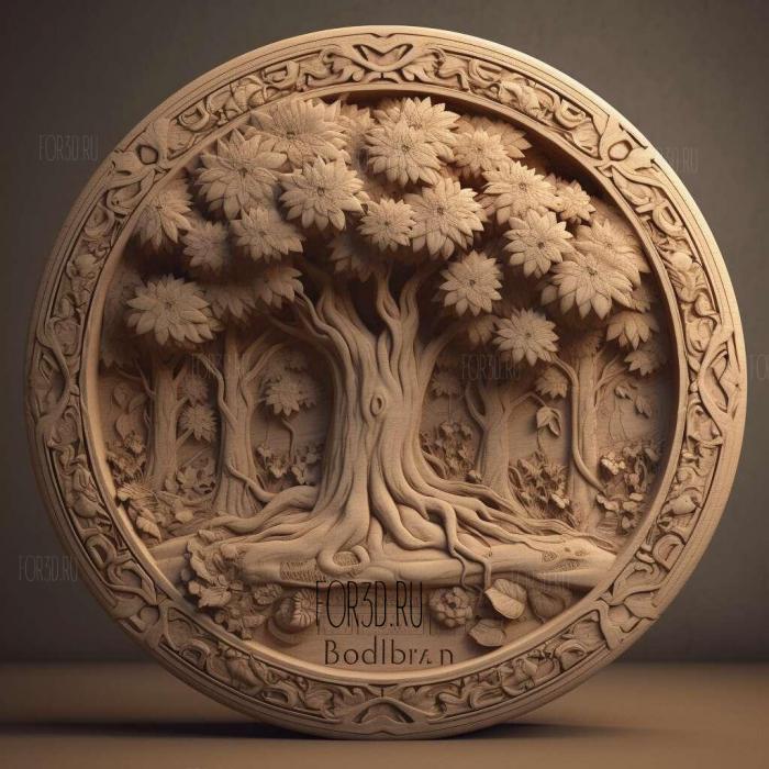 Bodhi Tree Buddhist 3 stl model for CNC