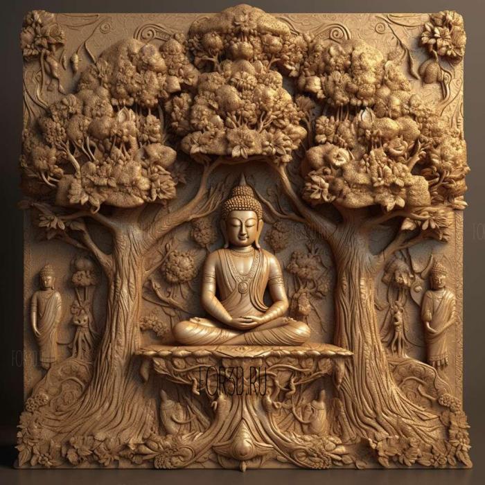 Bodhi Tree Buddhist 4 stl model for CNC