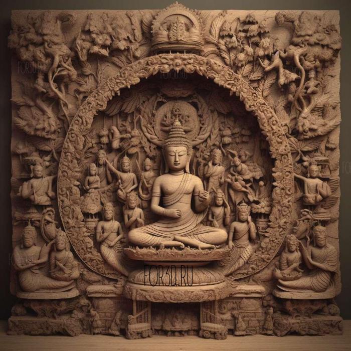 Bodh Gaya Buddhist 2 stl model for CNC